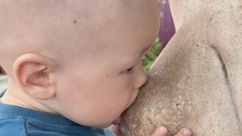 Breastfeeding Baby Gets Bamboozled By Statue
