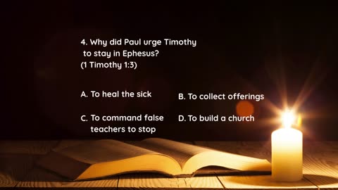 Wednesday Bible Quiz Book of First Timothy NIV 30 Questions