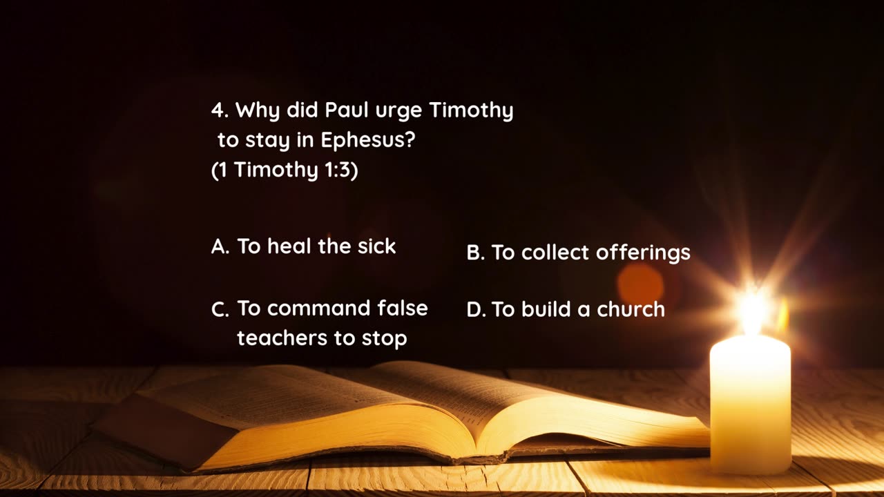 Wednesday Bible Quiz Book of First Timothy NIV 30 Questions