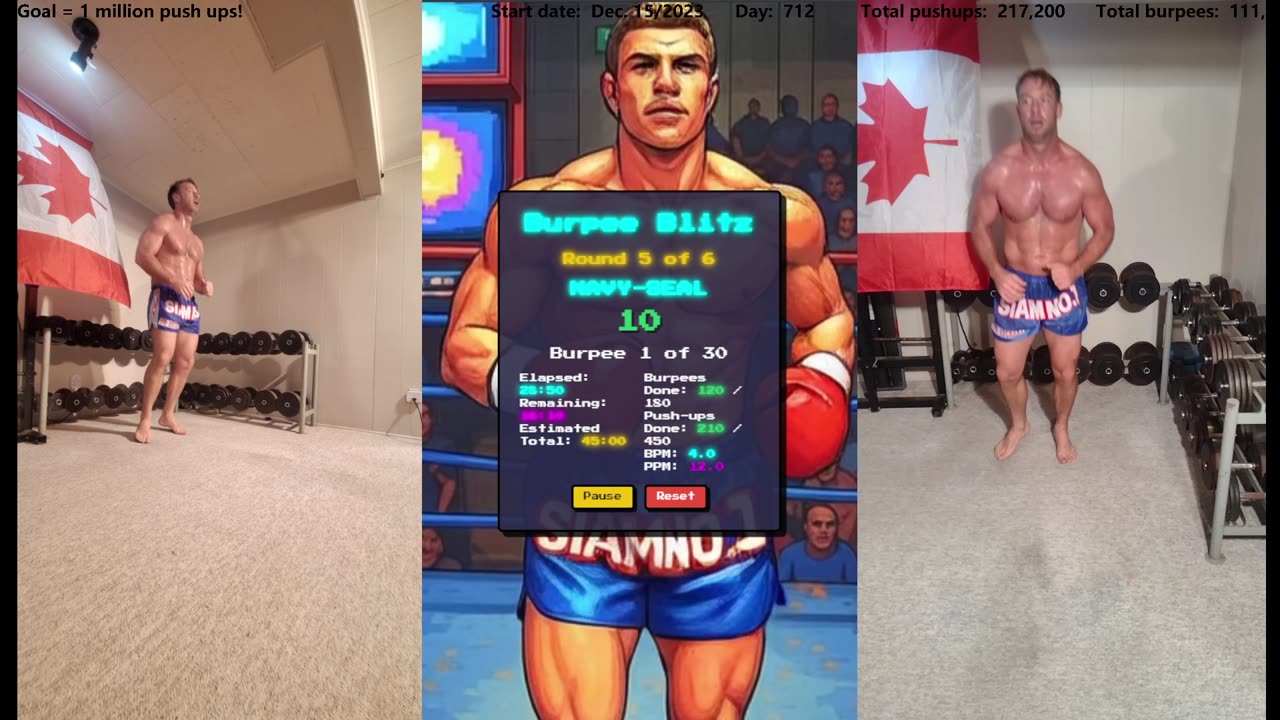 Everyday 450 push ups and 180 Burpees!