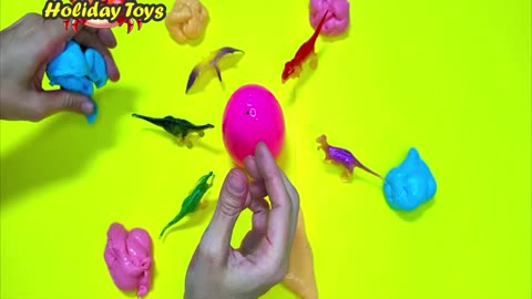 Playing Slime and Wrapping the Dinosaurs so Can not be Seen