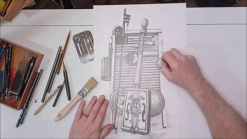 Drawing Timelapse: "Fiddle and Washboard" by Mark J. Allen