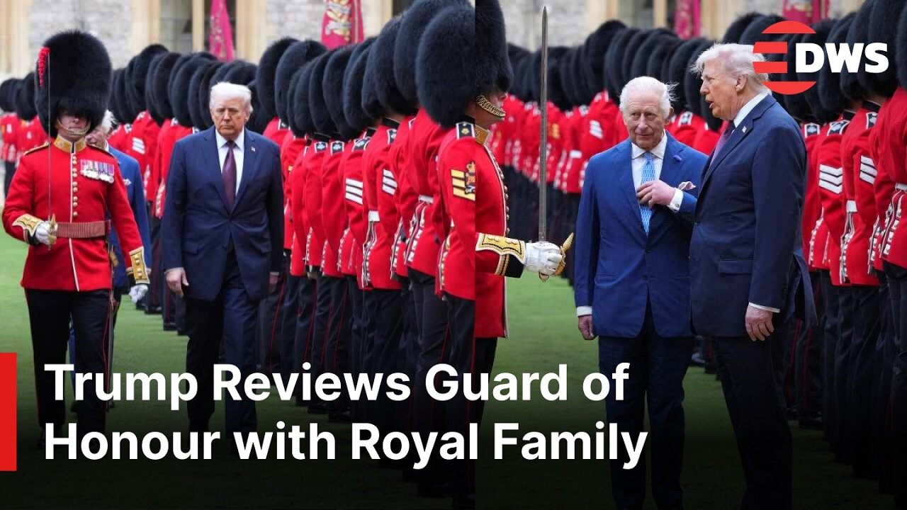 WATCH MOMENT: Trump Reviews Guard of Honour with King Charles, Queen Camilla, William & Kate
