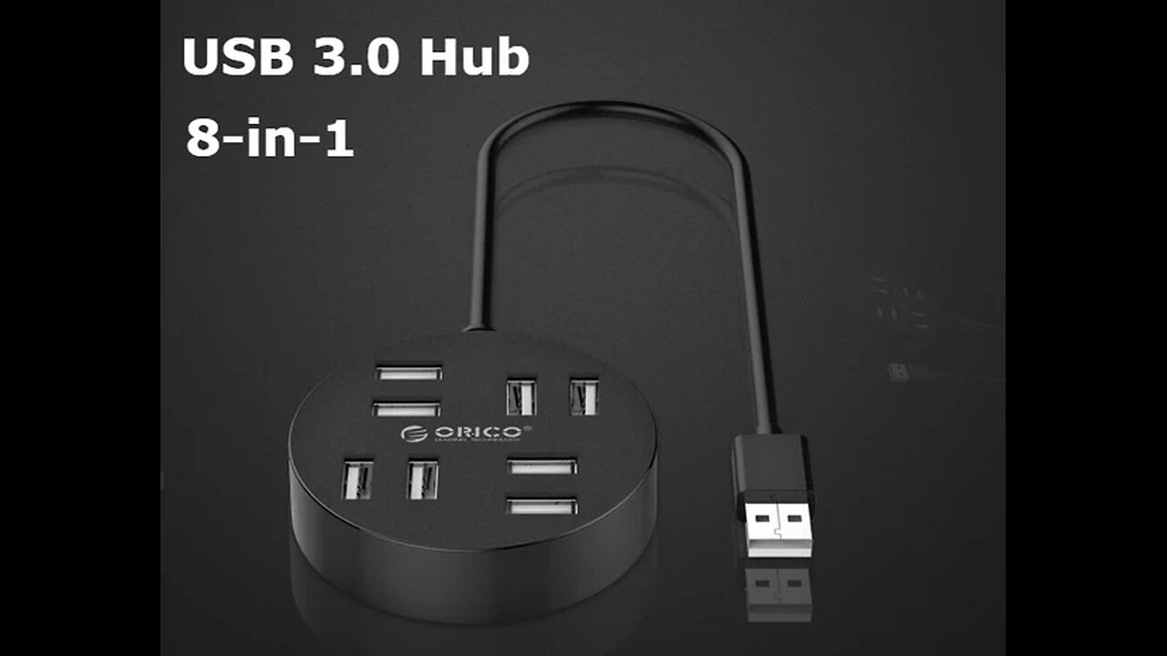 8-Port USB 2.0 Hub, Compact And Ultra Slim, For MacBook, Surface, Android TV Box And More