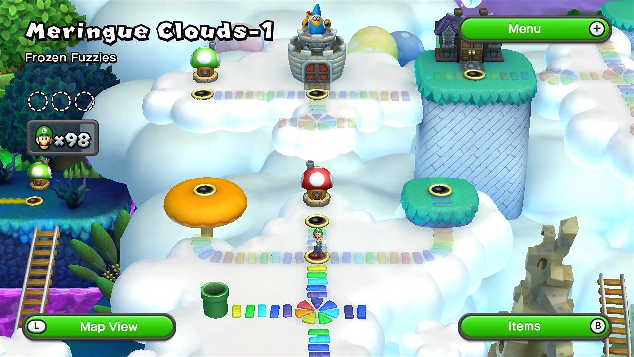 New Super Luigi U (Meringue Clouds & Peach's Castle)