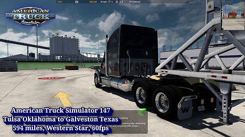 American Truck Simulator 147, Tulsa Oklahoma to Galveston Texas, 594 miles, Western Star, 60fps