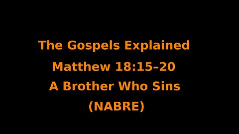 The Gospels Explained - Matthew 18:15–20 - A Brother Who Sins - (NABRE)