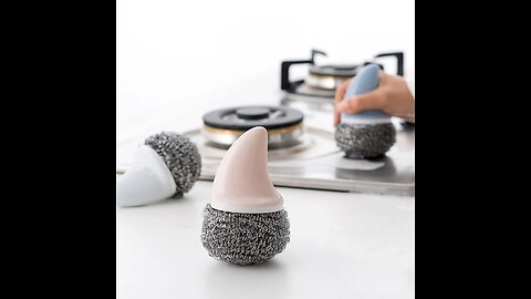 Kitchen Stainless Steel Scrubber with Handle, for Kitchen, Bathroom, Outdoors & More (3-Pack)