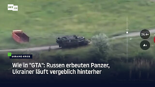 Wie in "GTA": Russen erbeuten Panzer, Ukrainer läuft vergeblich hinterher