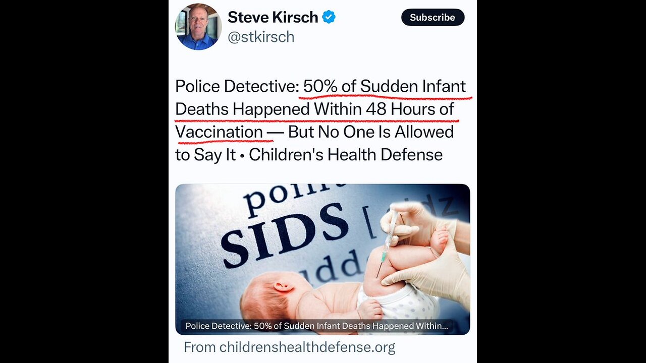 97% of children who died from SIDS, died within 10 days of getting the vaccine💉 - Pediatrician Dr. Paul Thomas