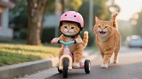 Ginger Falls Off Bike, Mama Cat Takes Him to the Hospital and Cares for Ginger.
