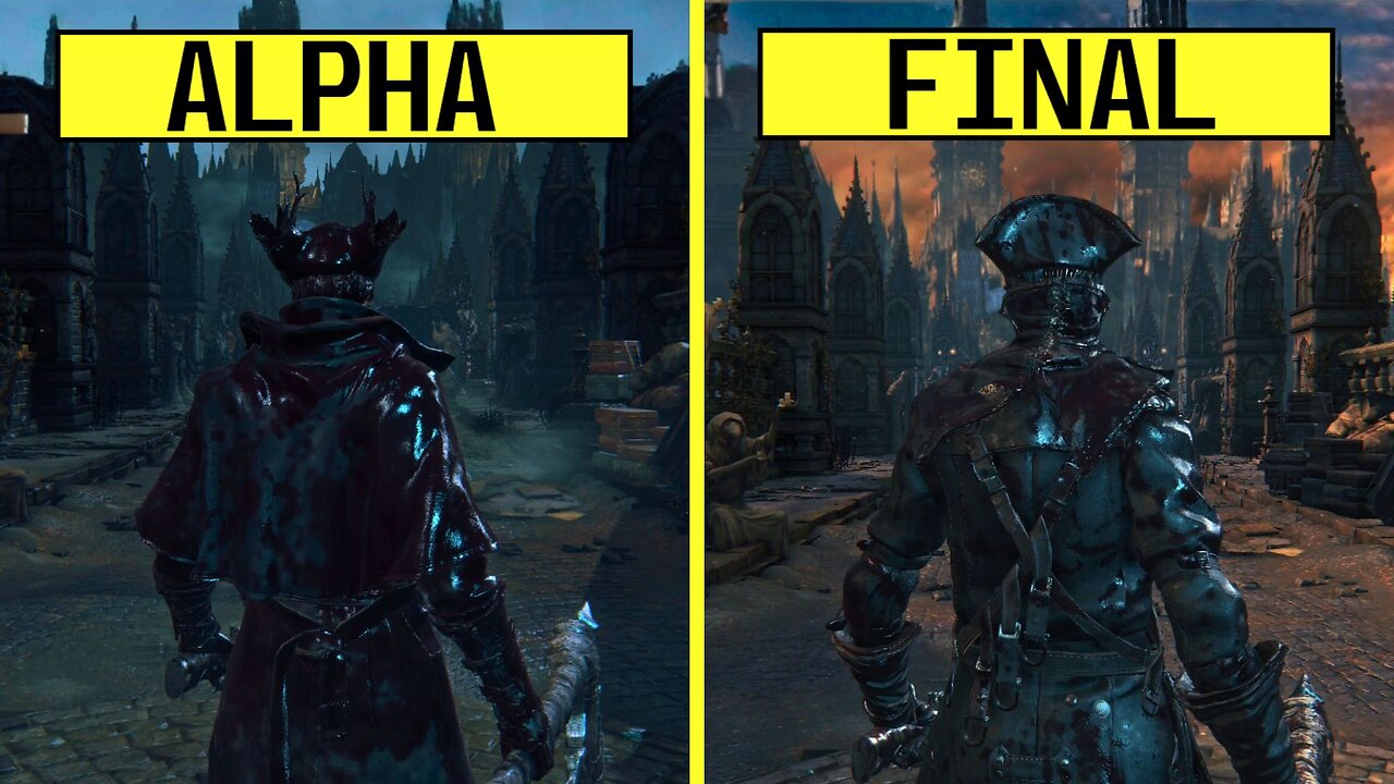 Bloodborne - Alpha Vs. Final Version Game Graphics Comparison
