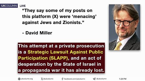 Another Attack on David Miller: SLAPP Lawsuit Aims to Silence | UK Column News
