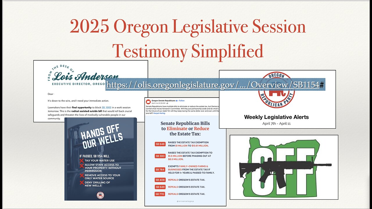 2025 Oregon Legislator bill testimony