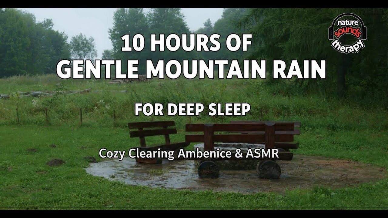 Gentle Mountain Rain for Deep Sleep | Cozy Clearing Ambience & ASMR