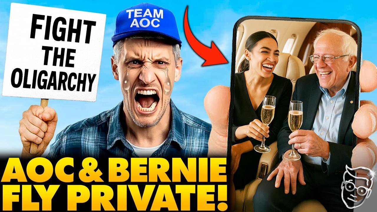 Libs FREAK as Undercover Camera Catches AOC & Bernie in a $32M Private Jet to 'Fight the Rich' Rally