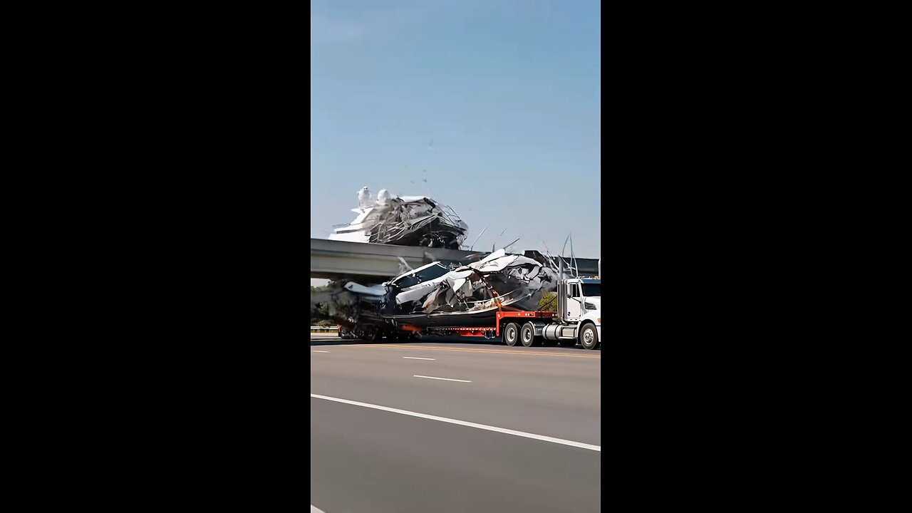 Truck carrying yacht stuck at bridge 🚛🛥️ #EpicFail #ViralVideo