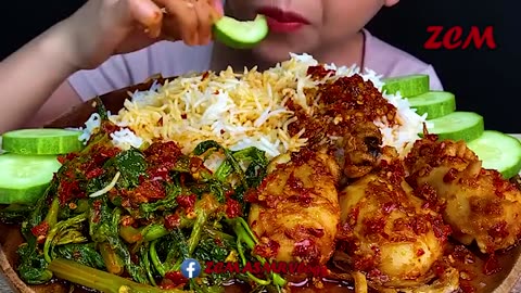 MUKBANG EATING SEAFOOD||SPICY CUTTLEFISH CURRY & SPICY MUSTARD LEAF CURRY * MUKBANG SOUNDS *