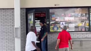 The African criminal runs away like a rat.