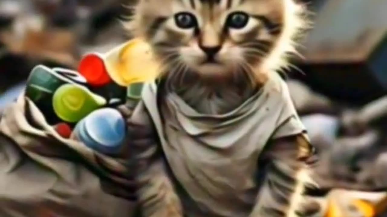 Poor Cat Living in The Landfill Trying to Become Rich #cat #kitten #hmminds