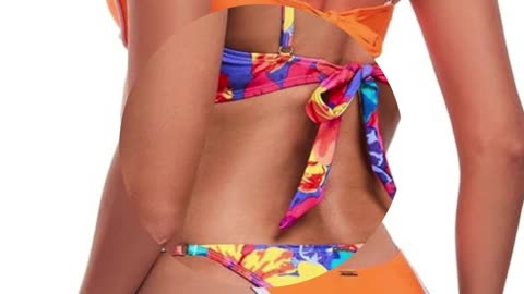 RELLECIGA Women Bandeau Bikini Set Adjustable Splicing Color High Cut Two Piece Bathing Suits