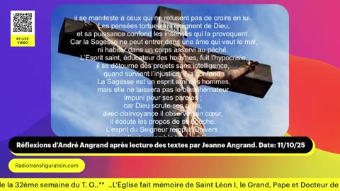 Réflexions d'André Angrand après lecture des textes par Jeanne Angrand. Date: 11/10/25