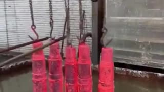 Cooling down red hot forged metal. Oddly satisfying.