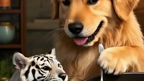 Dog saves little tiger