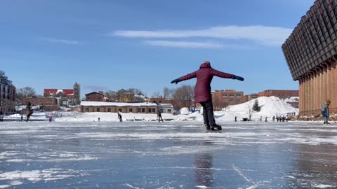 Lake Superior Ice Skating Photo Bomb