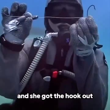 A shark and woman communicating with each other.