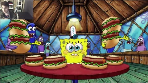 Outtake #3121 Of SpongeBob SquarePants Attempts The Vegan Hot Dog Eating Challenge Fake Funny Parody