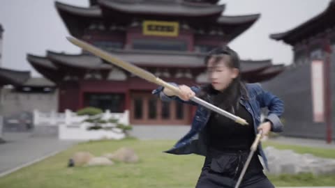 This pair of iron spears—any guesses how much they weigh? They feel even heavier than a barbell.