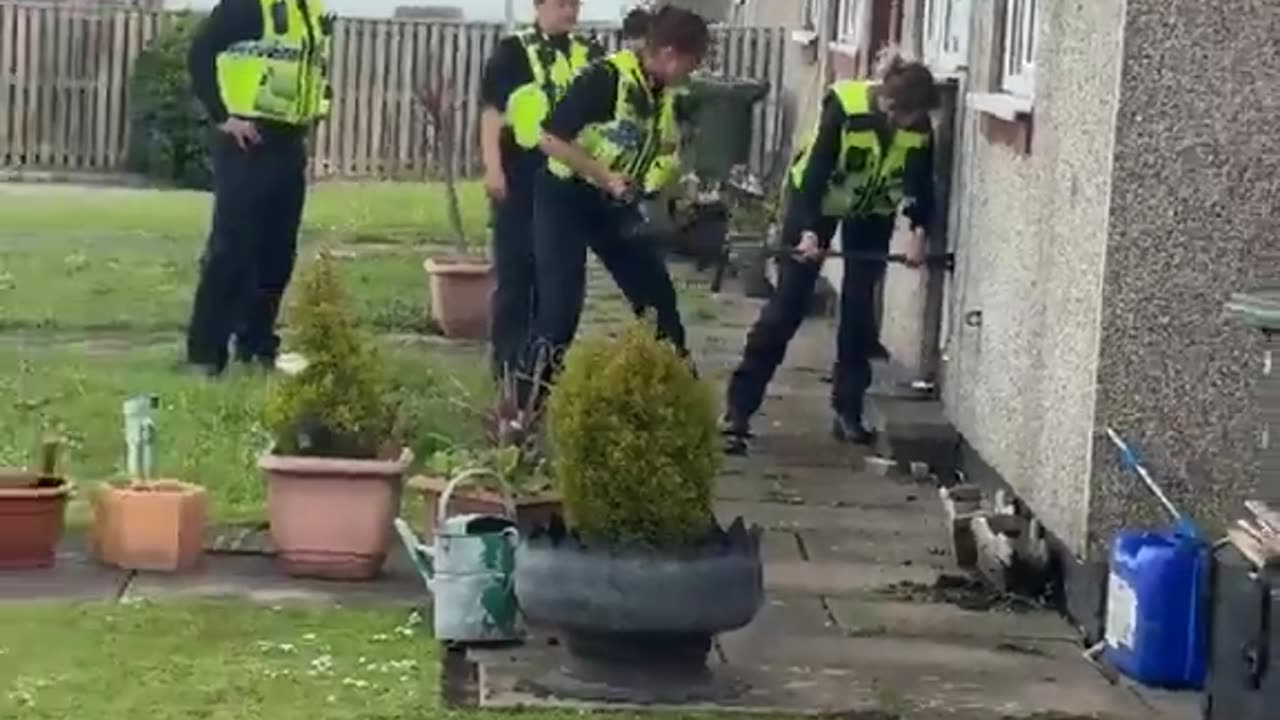 British police in action.