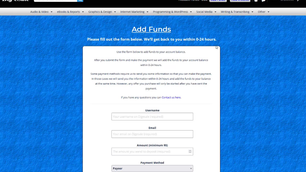 Digesale - How to Add Funds Guide