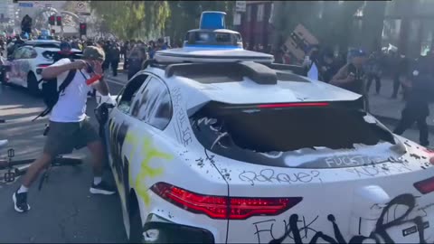 Waymo Self-Driving Cars Torched in LA Protests (June 8, 2025)