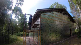 Building the Shop - Part 74 - Installing our First Couple Pieces of Soffit on the Shop