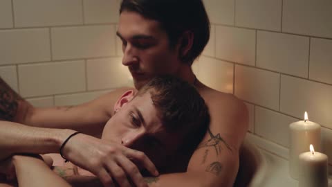 Gay Couple Cuddling While in a Bathtub, That's Love