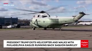 Trump spends time with Philadelphia Eagles Saquon Barkley