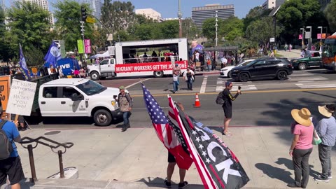 Anti-Trump and anti-ICE protestors form together in Los Angeles area
