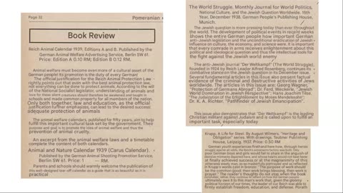 The Pomeranian 1938 Mentions NSDAP Animal Welfare Laws & the Jewish Question