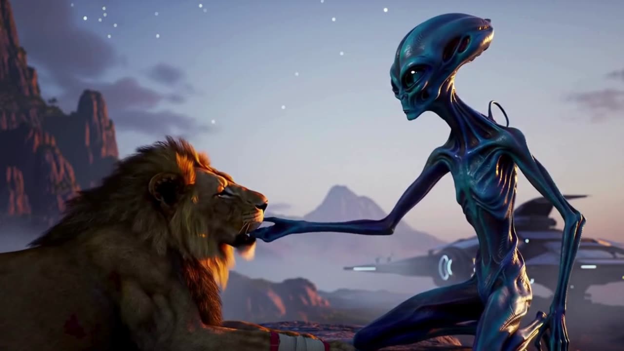 Alien Saves Wounded Lion in Mountains – Shocking Act of Kindness!