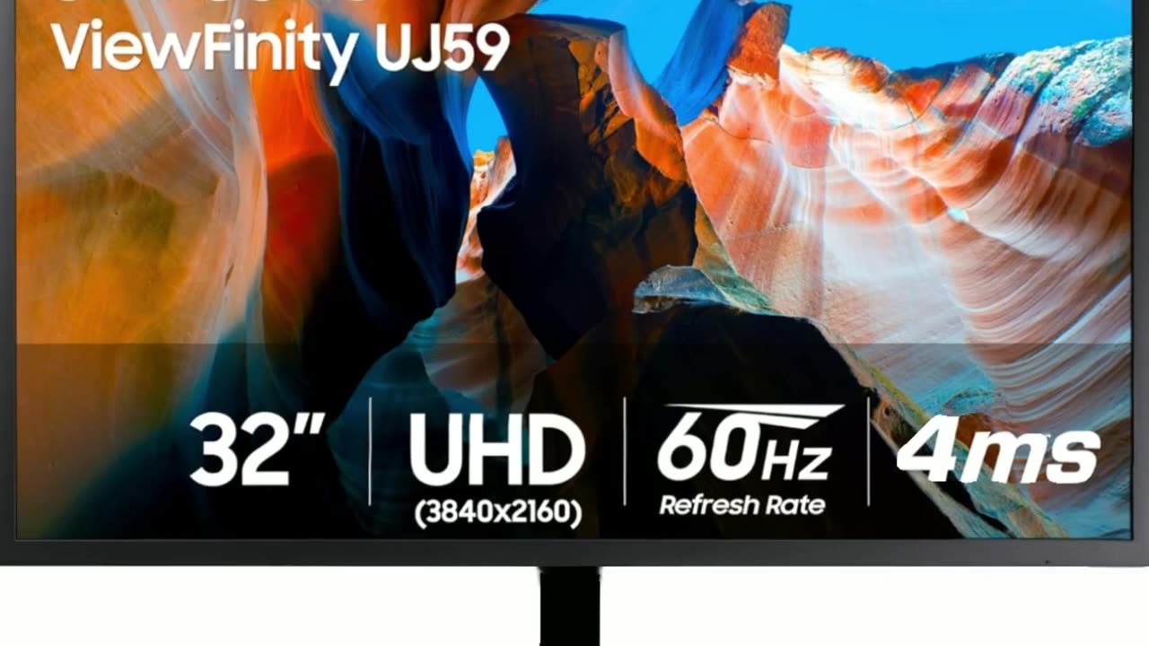 SAMSUNG 32" UJ59 Series 4K UHD Computer Monitor, HDMI, Display Port, Eye Saver/Flicker Free Mode