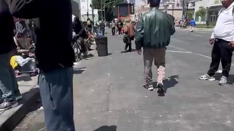 This is what's outside a homeless shelter in Gavin Newsom's California.