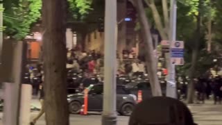 Anti-remigration protestors pushed back as Seattle police issue dispersal order.