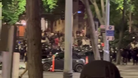 Anti-remigration protestors pushed back as Seattle police issue dispersal order.