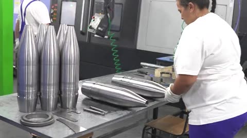 Ursula Von Der Leyen on a visit to weapons factories across Europe.