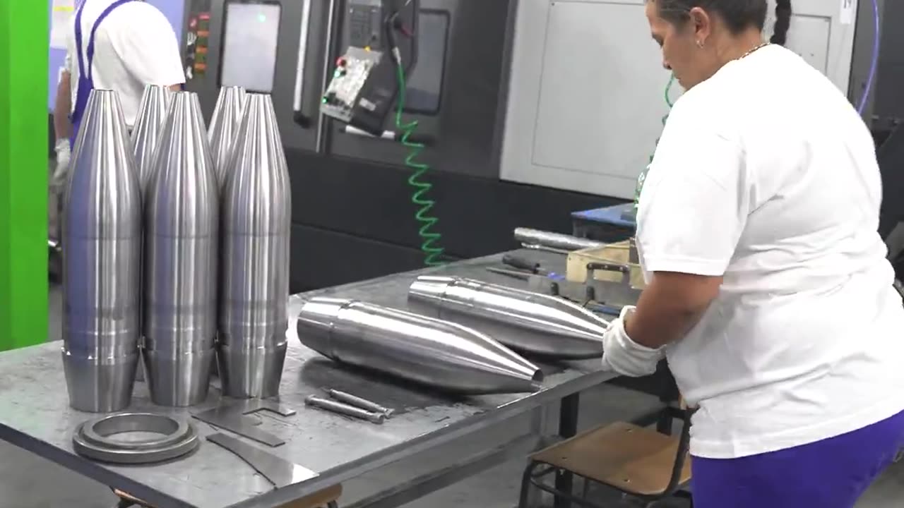 Ursula Von Der Leyen on a visit to weapons factories across Europe.