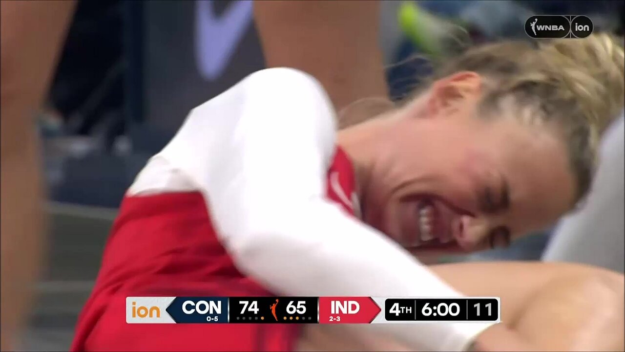 💔 Sophie Cunningham RE-INJURES ANKLE | Indiana Fever vs Connecticut Sun,  WNBA women's basketball