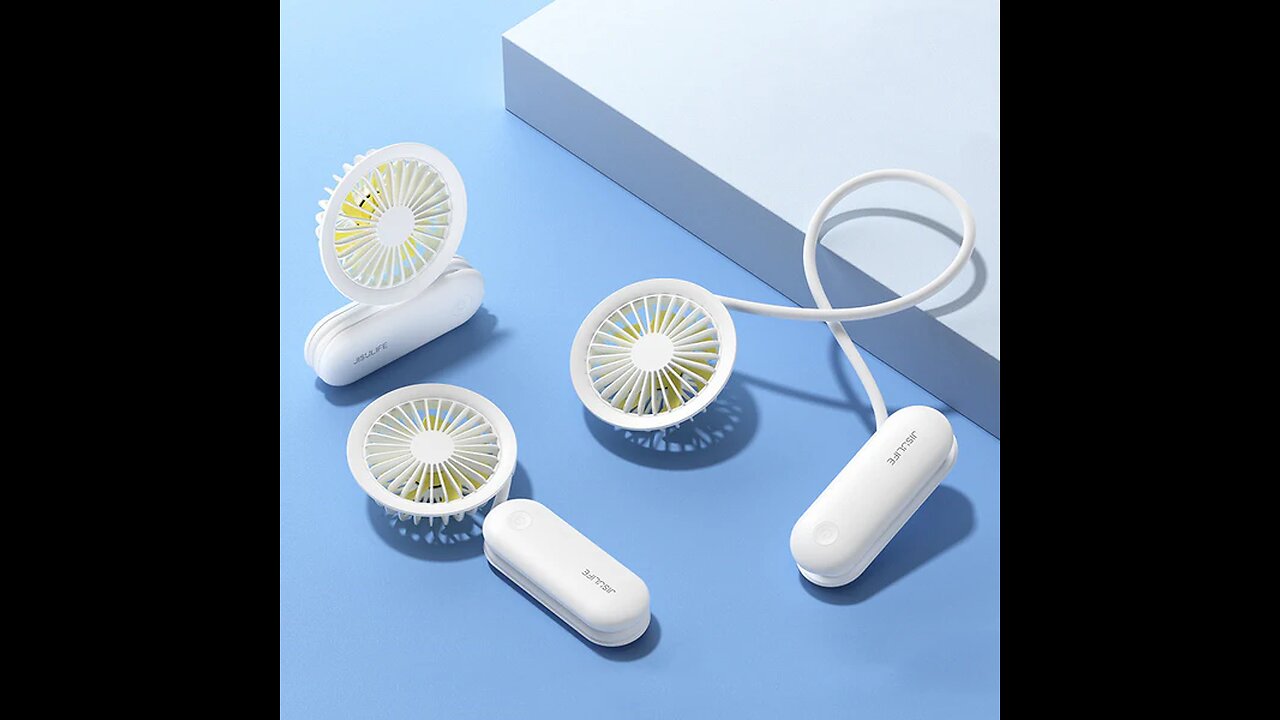 Portable Rechargeable Neck Fan, with LED Light, for Outdoor & Indoor