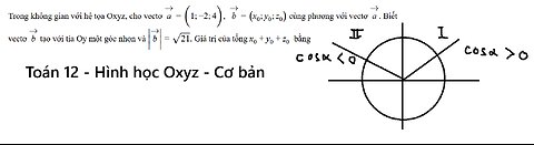 Trong không gian với hệ tọa độ Oxyz, cho vector a = (1;-2;4), b = (x0,y0,z0) cùng phương với vecto a
